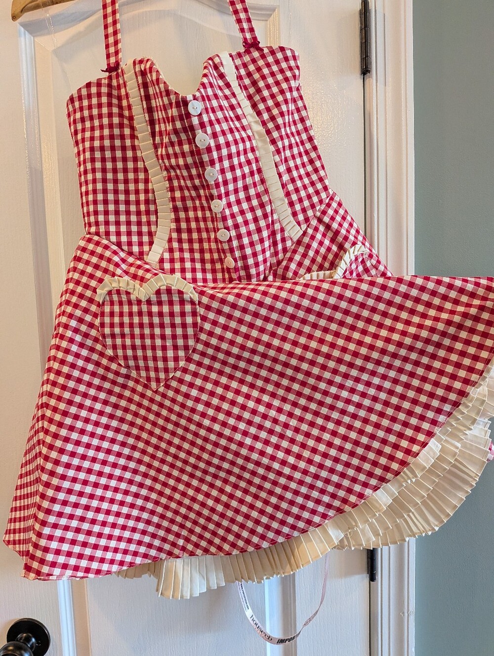 House of CB Heidi Red Gingham Cotton Halter Neck Mini Dress Coquette Size L NWT - Picture 8 of 15
